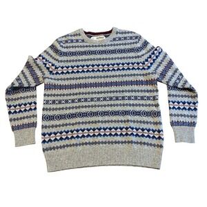 Men XL Sweater gray geometric stripes preppy collegiate cabincore gorpcore bloke